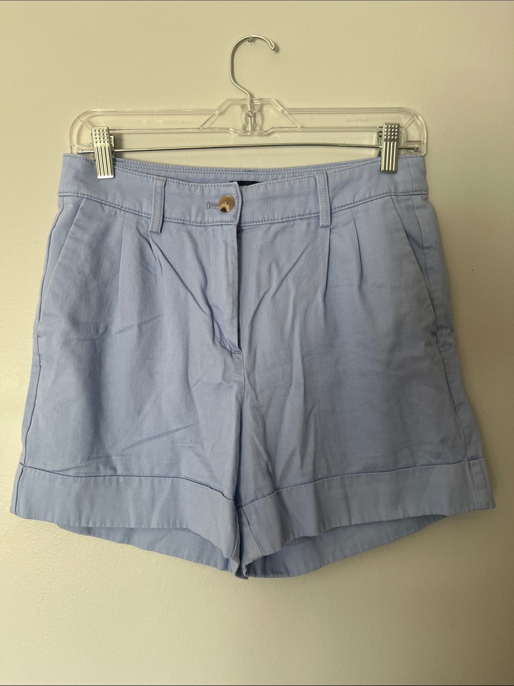 J. Crew Light Blue Pleated High-Rise Shorts